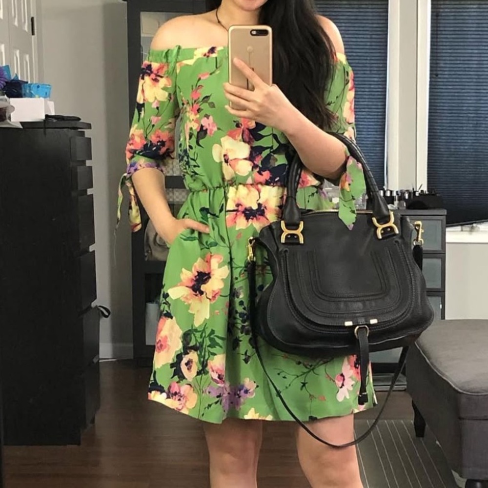 New York & Company off the shoulder floral dress